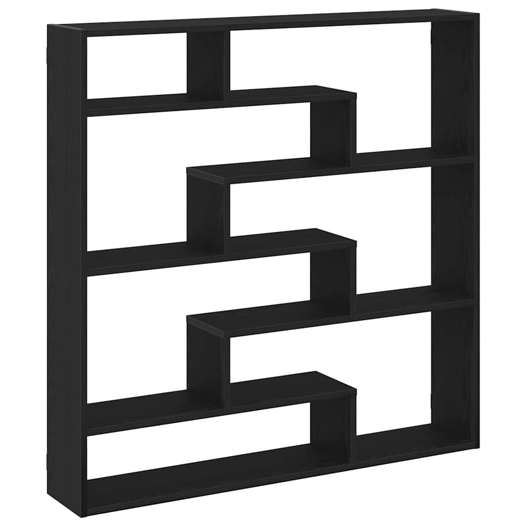 vidaXL Ράφι τοίχου με κύβους 7 διαμερισμάτων Μαύρο μηχανουργικό ξύλο