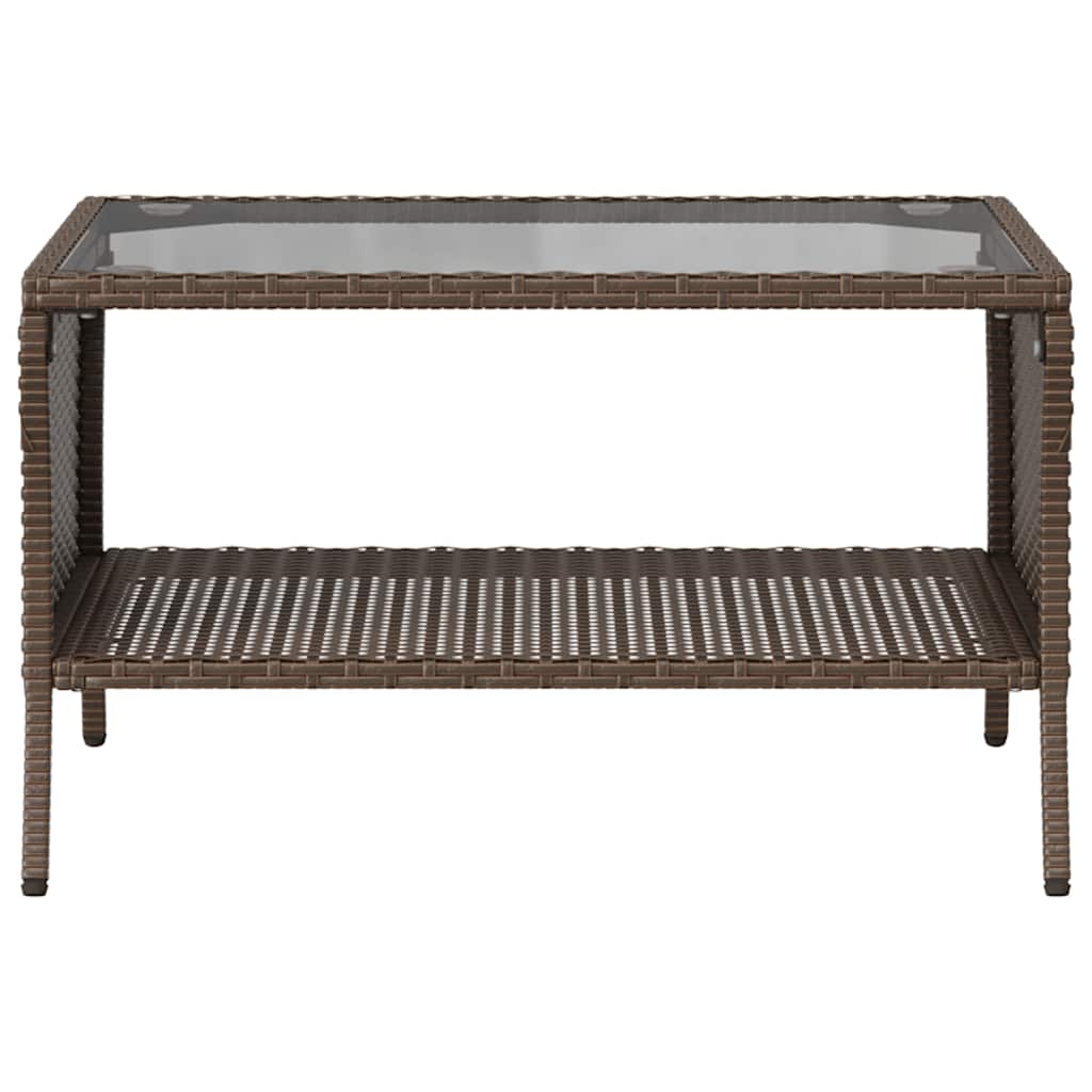vidaXL Καναπές Κήπου Διθέσιος Καφέ Συνθ. Ρατάν με Τραπέζι/Μαξιλάρια