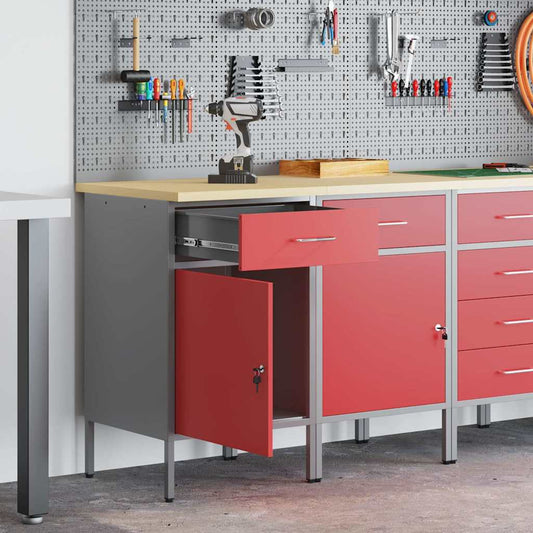 vidaXL Ντουλάπα Εργασίας 2 pcs Κόκκινο και Γκρι 100 x 55 x 85 εκ.
