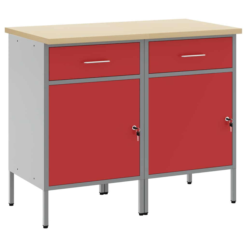 vidaXL Ντουλάπα Εργασίας 2 pcs Κόκκινο και Γκρι 100 x 55 x 85 εκ.
