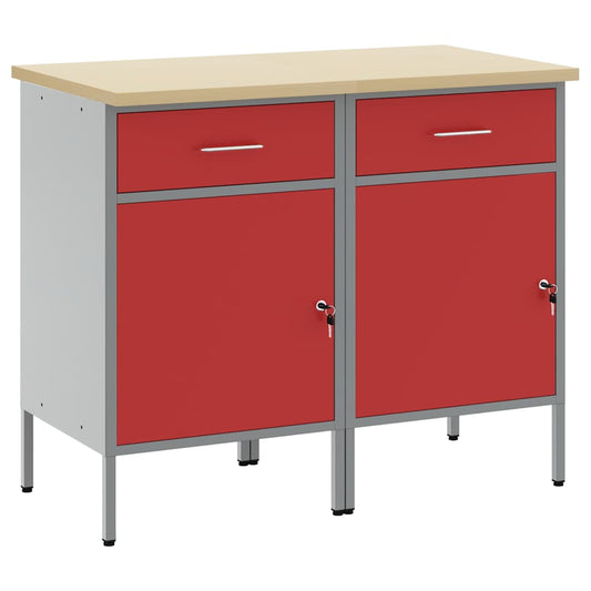 vidaXL Ντουλάπα Εργασίας 2 pcs Κόκκινο και Γκρι 100 x 55 x 85 εκ.