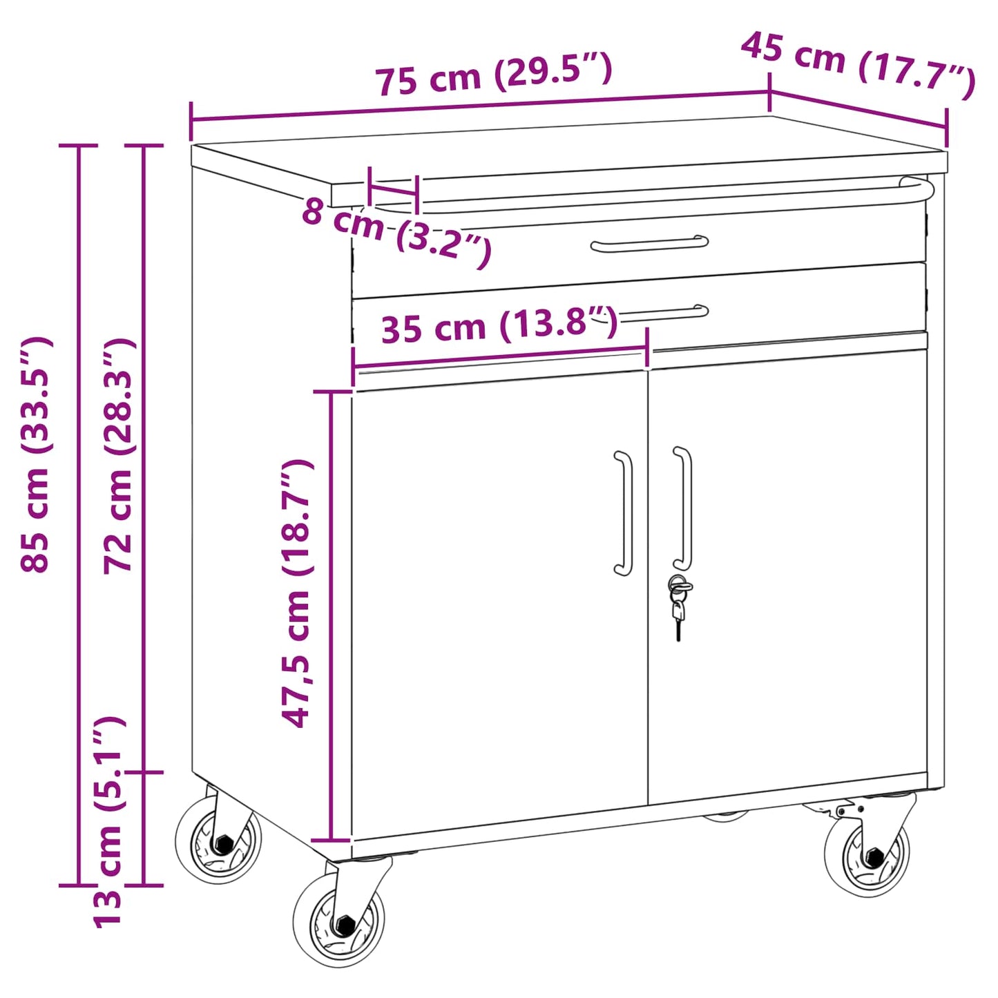 vidaXL Ντουλάπα Εργασίας 2 pcs Μαύρο και Γκρι 100 x 55 x 85 εκ.