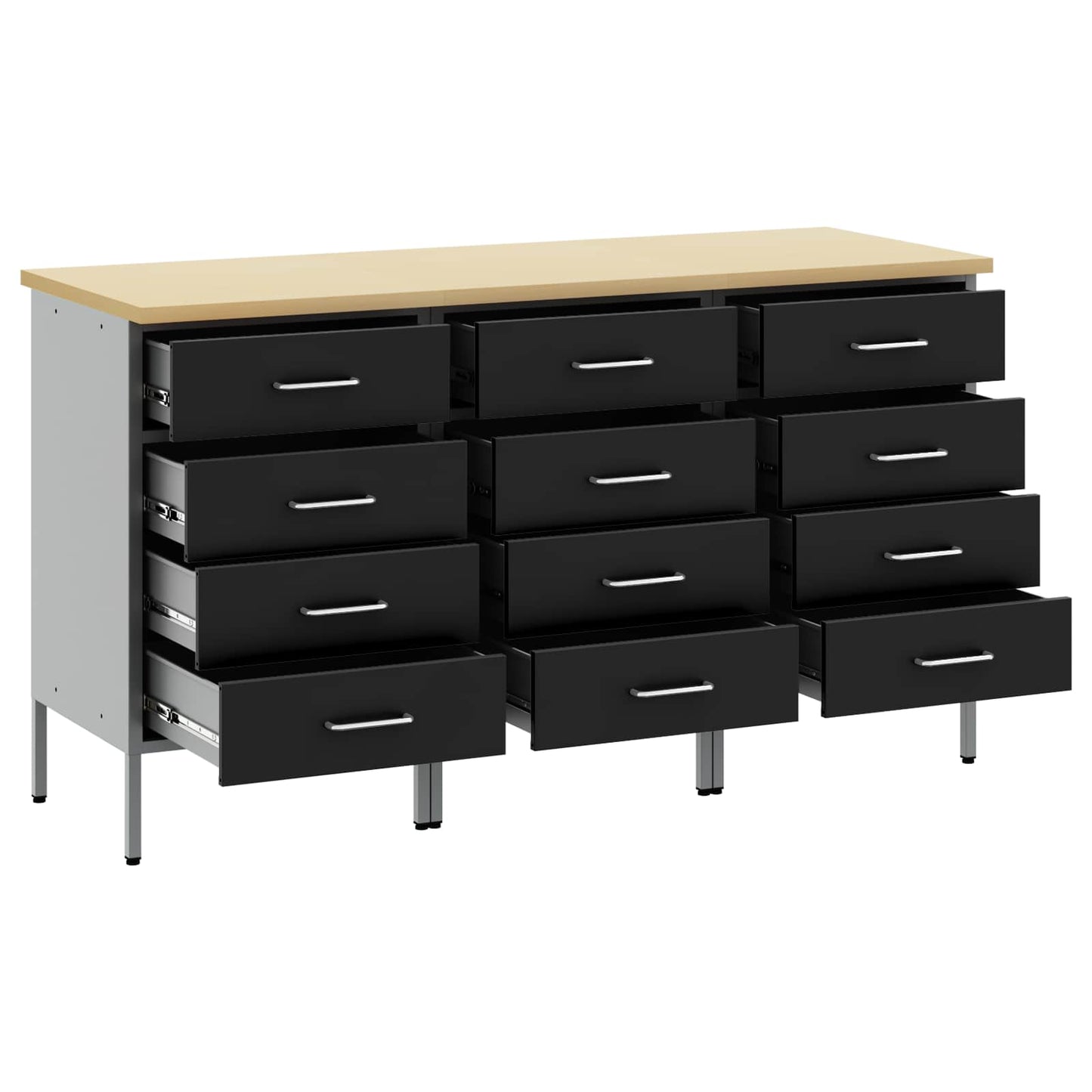 vidaXL Ντουλάπα Εργασίας 3 τμχ. Μαύρο και Γκρι 150 x 55 x 85 εκ