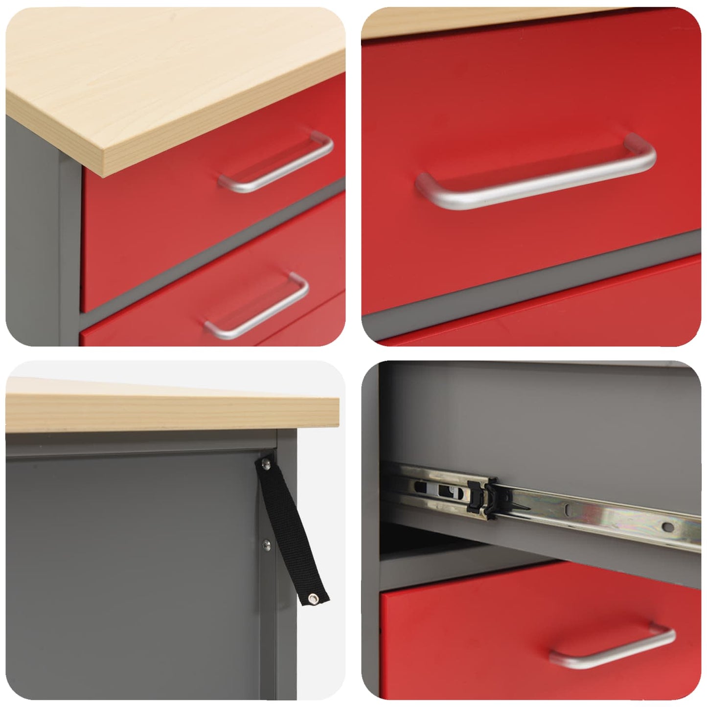 vidaXL Ντουλάπα Εργασίας 3 τμχ. Κόκκινο και Γκρι 150 x 55 x 85 εκ