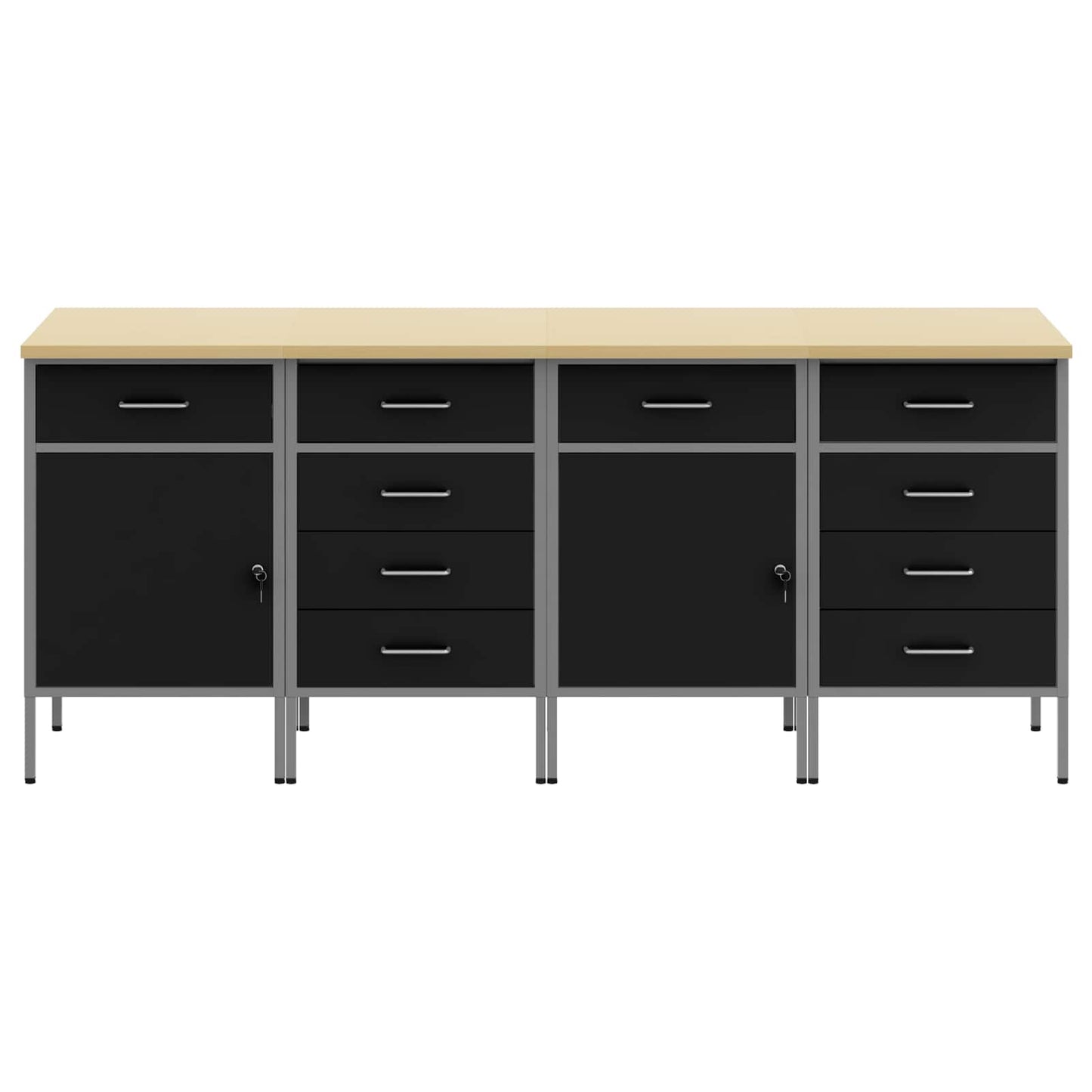 vidaXL Ντουλάπα Εργασίας 4 τμχ. Μαύρο και Γκρι 200 x 55 x 85 εκ