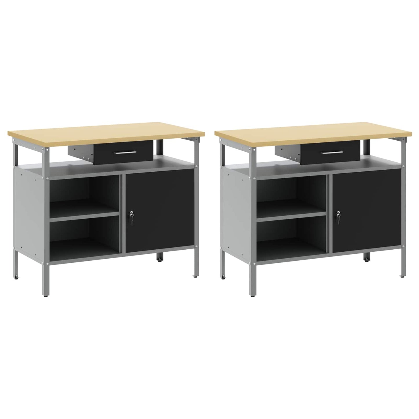 vidaXL Σετ πάγκου εργασίας 2 pcs Μαύρο και Γκρι 200 x 55 x 85 εκ