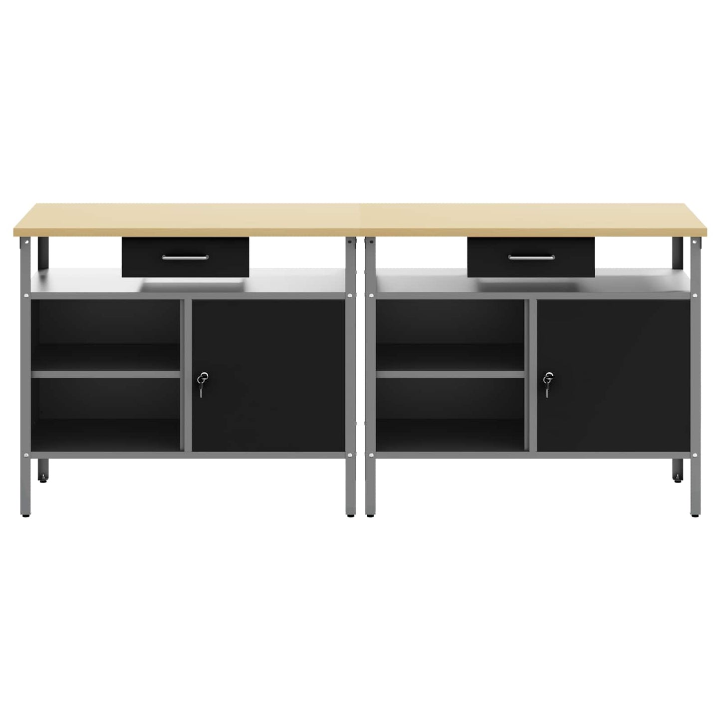 vidaXL Σετ πάγκου εργασίας 2 pcs Μαύρο και Γκρι 200 x 55 x 85 εκ