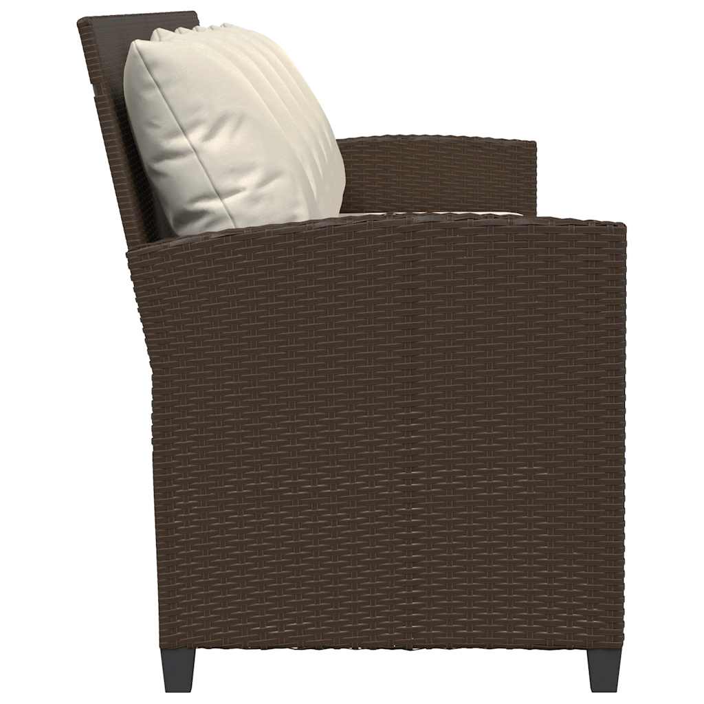 vidaXL Καναπές κήπου 5θέσιος με μαξιλάρια Brown Poly Rattan