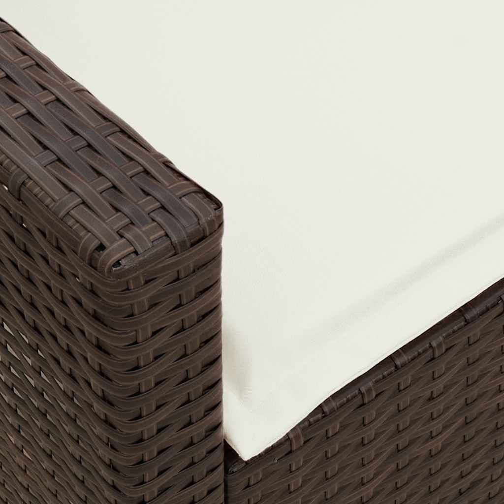 vidaXL Καναπές κήπου 5θέσιος με μαξιλάρια Brown Poly Rattan