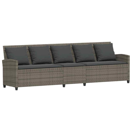 vidaXL Καναπές κήπου 5θέσιος με μαξιλάρια Γκρι Poly Rattan