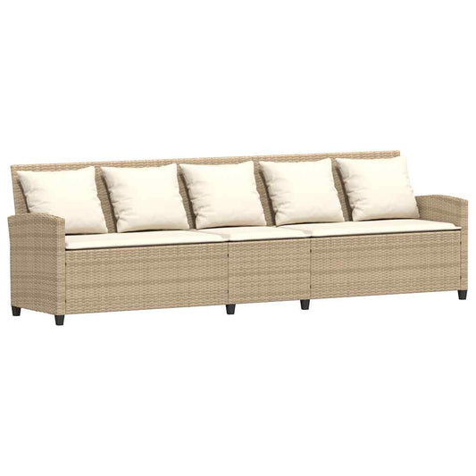 vidaXL Καναπές κήπου 5θέσιος με μαξιλάρια Μπεζ Poly Rattan