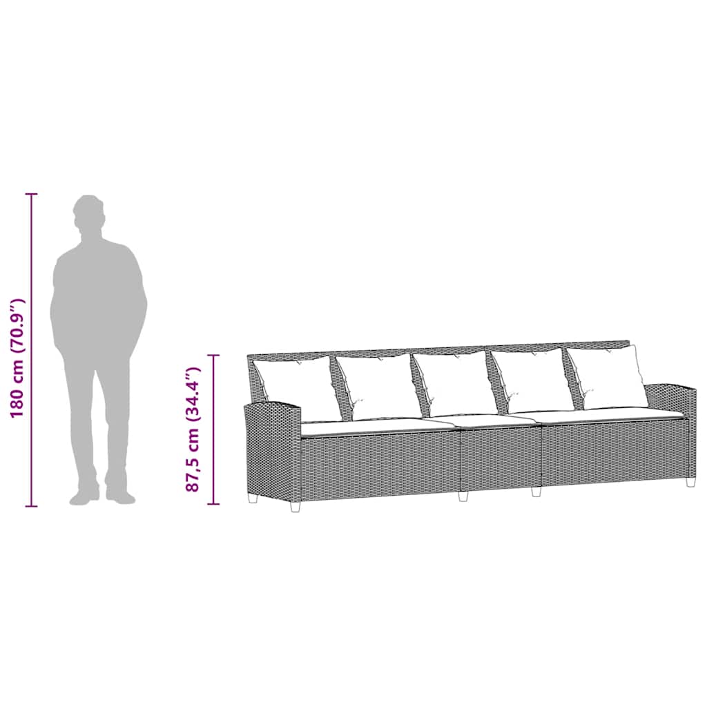 vidaXL Καναπές κήπου 5θέσιος με μαξιλάρια Ανοιχτό γκρι πολυ μπαστούνι