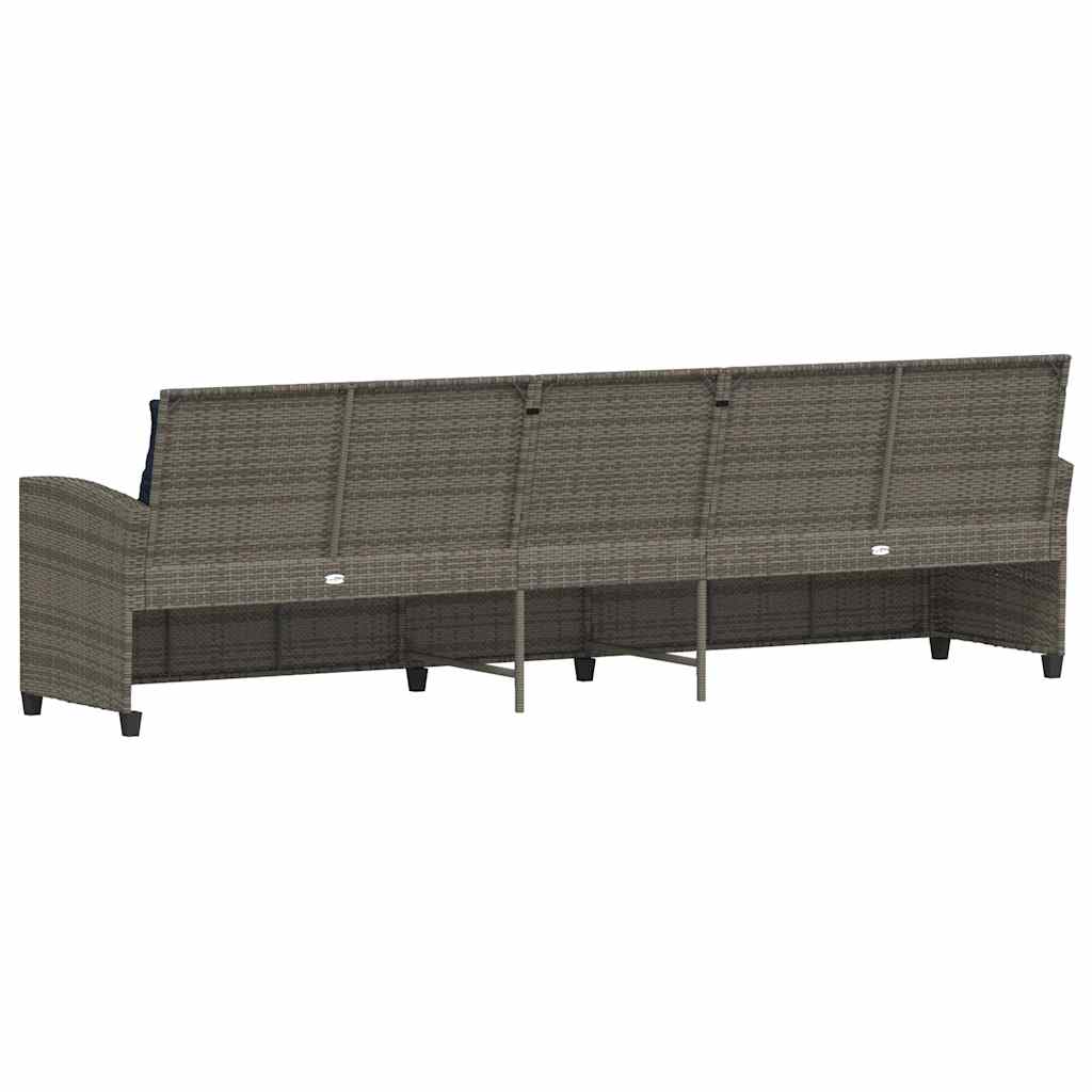 vidaXL Καναπές κήπου 5θέσιος με μαξιλάρια Γκρι Poly Rattan