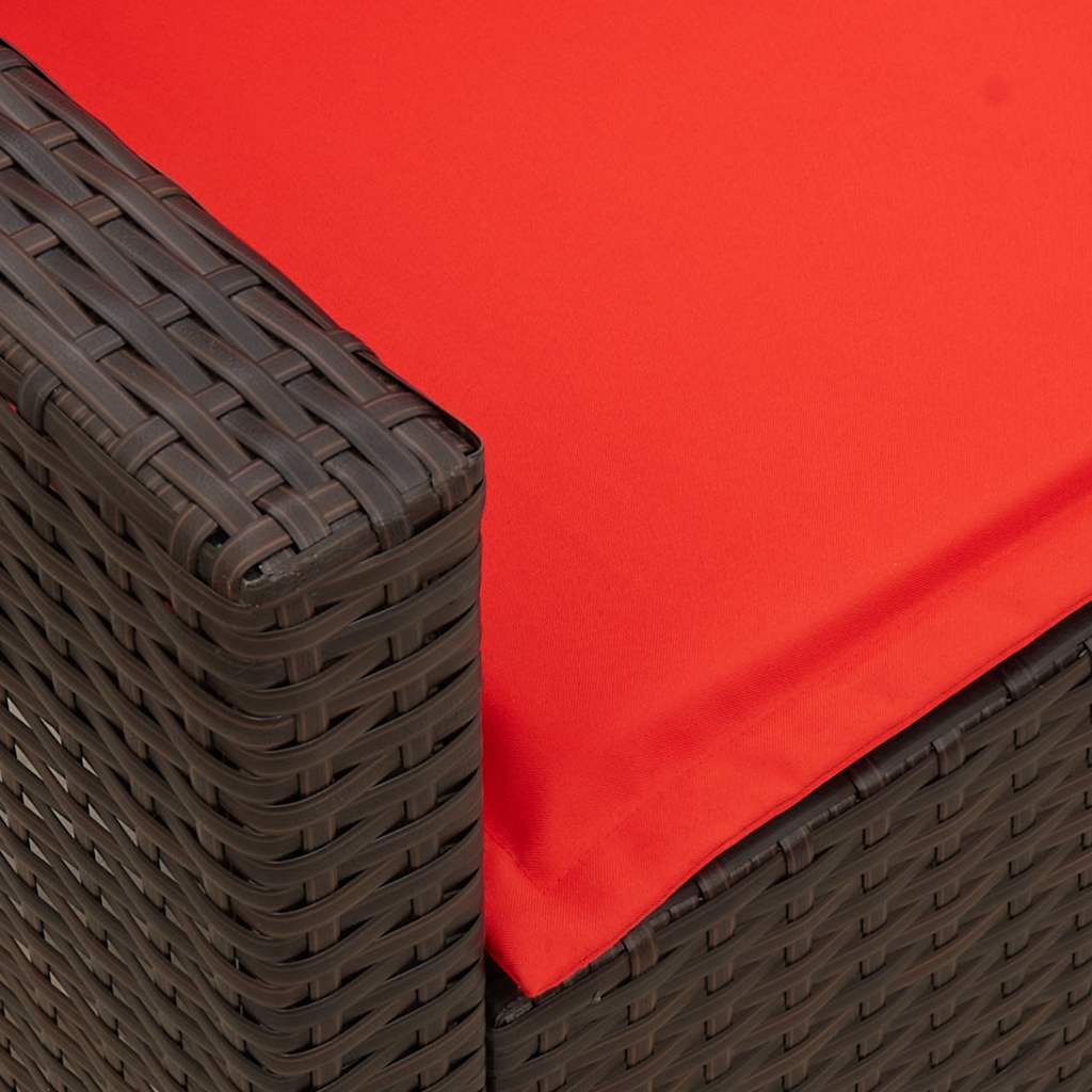 vidaXL Καναπές κήπου 5θέσιος με μαξιλάρια Brown Poly Rattan