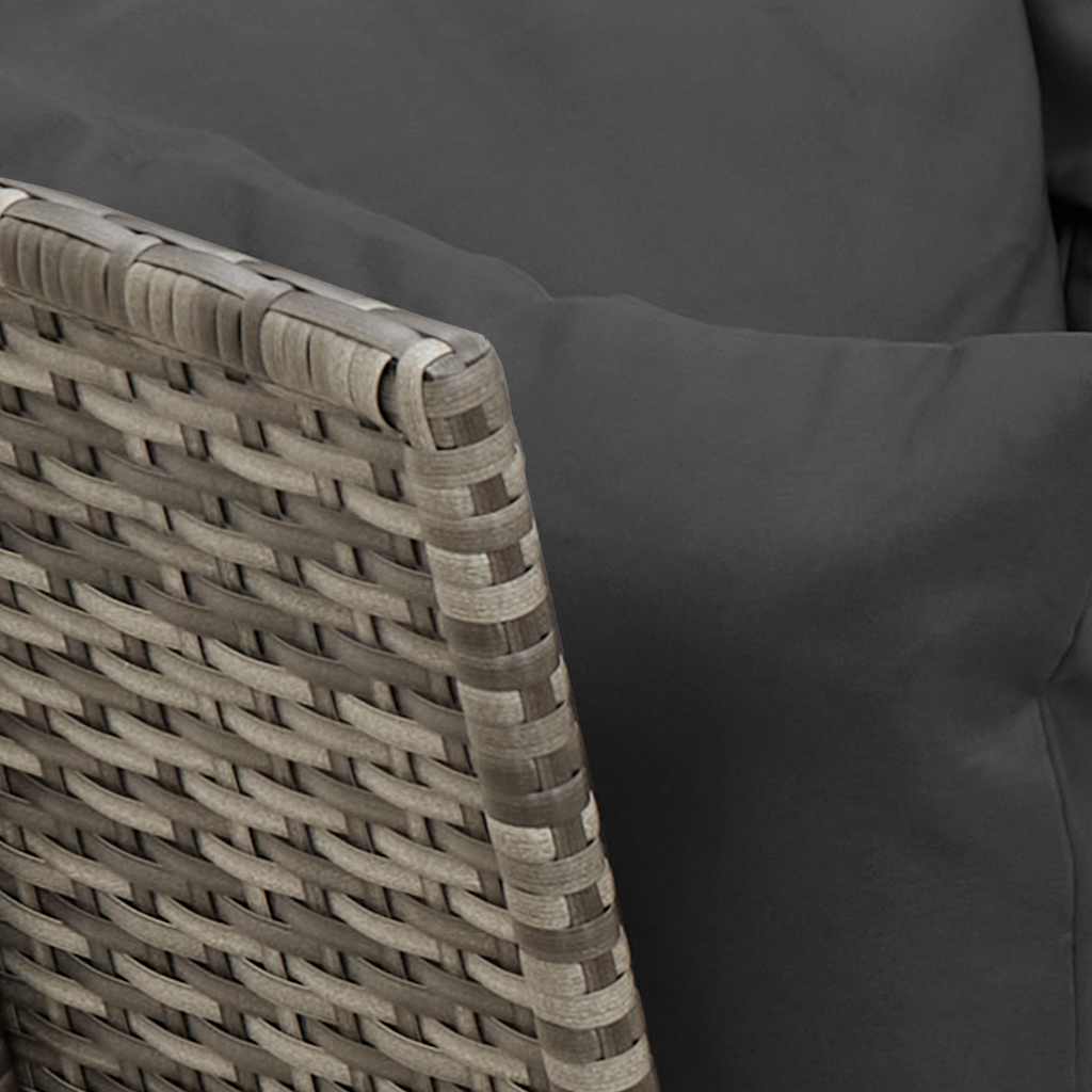 vidaXL Καναπές Κήπου Γκρι από Συνθετικό Ρατάν με Μαξιλάρια