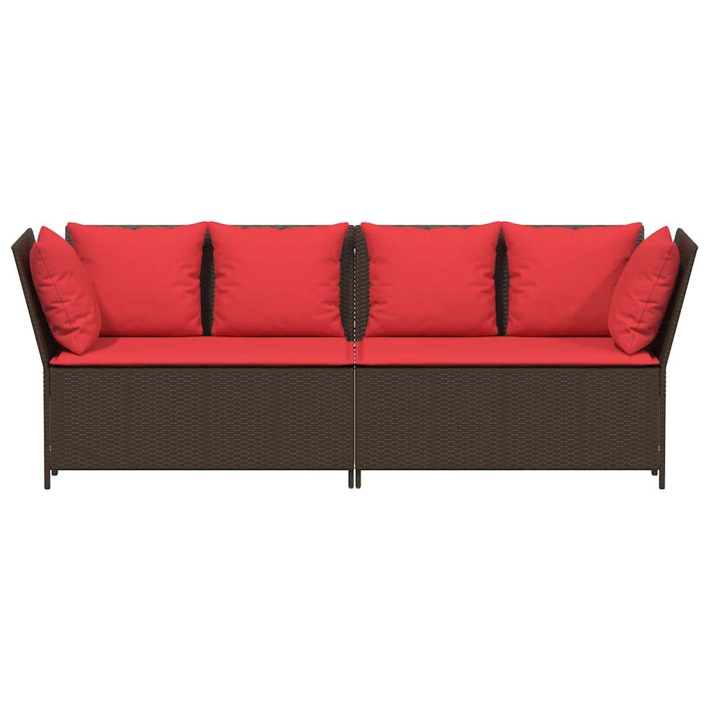 vidaXL Καναπές κήπου με Μαξιλάρια Καφέ από Συνθετικό Ρατάν