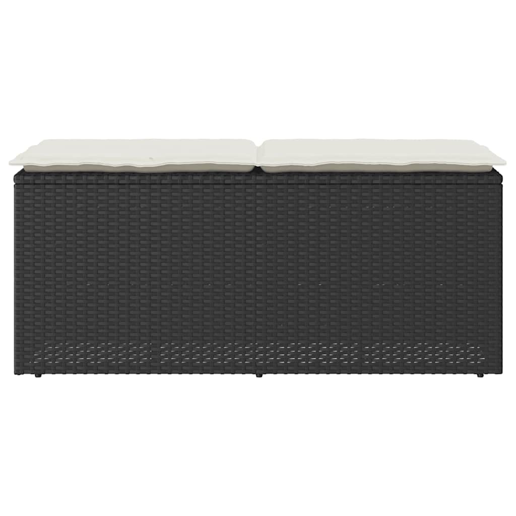 vidaXL Πάγκος κήπου με μαξιλάρι Μαύρο 110x40x44 cm Poly Rattan