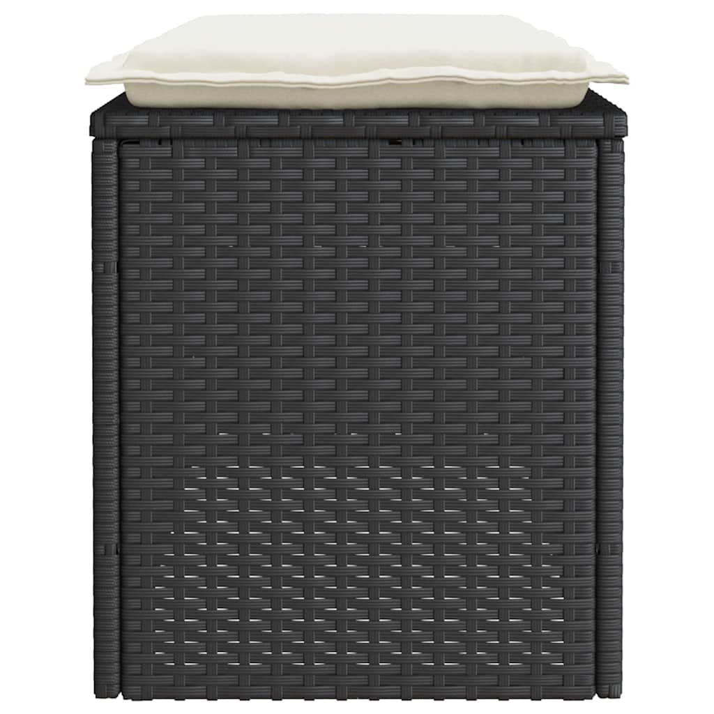 vidaXL Πάγκος κήπου με μαξιλάρι Μαύρο 110x40x44 cm Poly Rattan