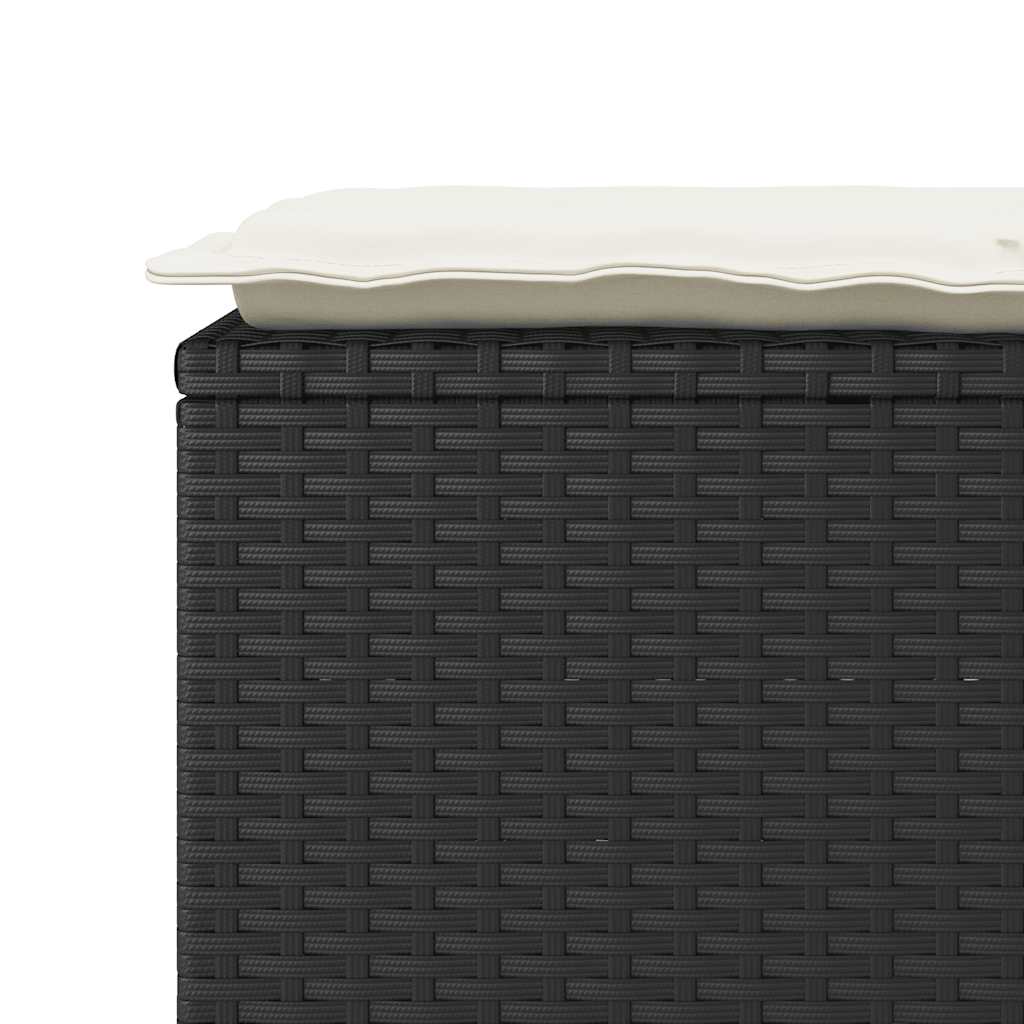 vidaXL Πάγκος κήπου με μαξιλάρι Μαύρο 110x40x44 cm Poly Rattan
