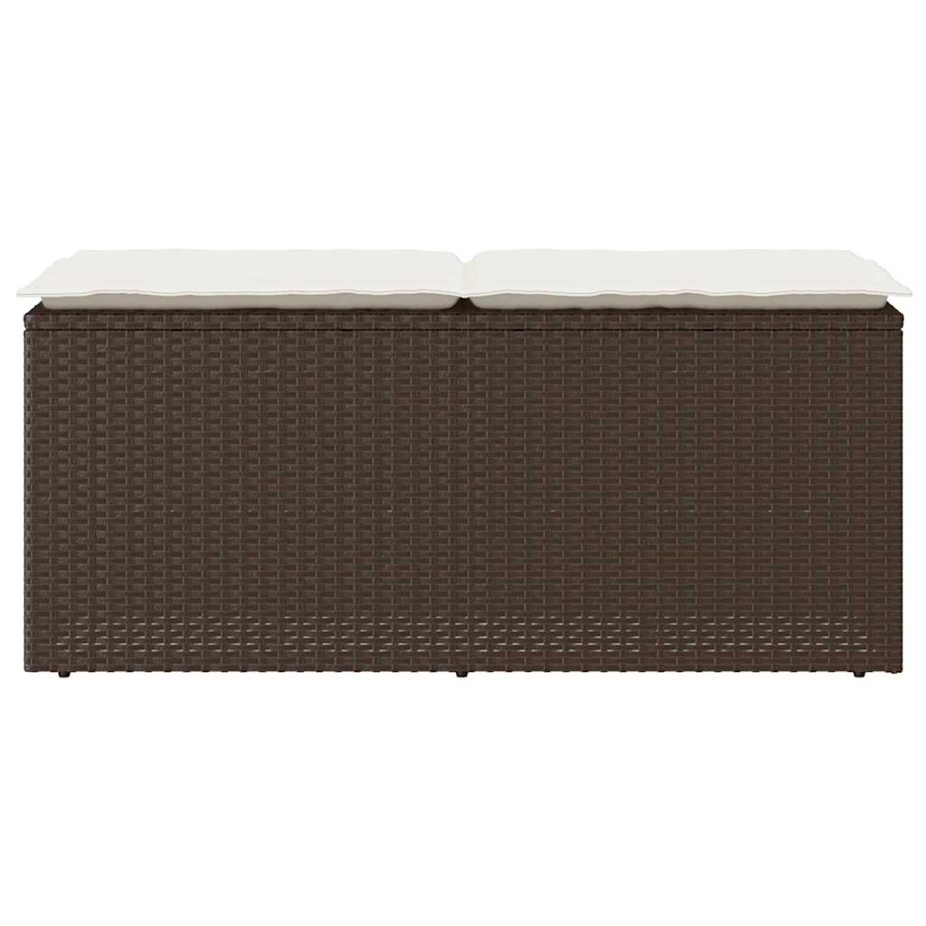 vidaXL Πάγκος κήπου με μαξιλάρι καφέ 110x40x44 cm Poly Rattan