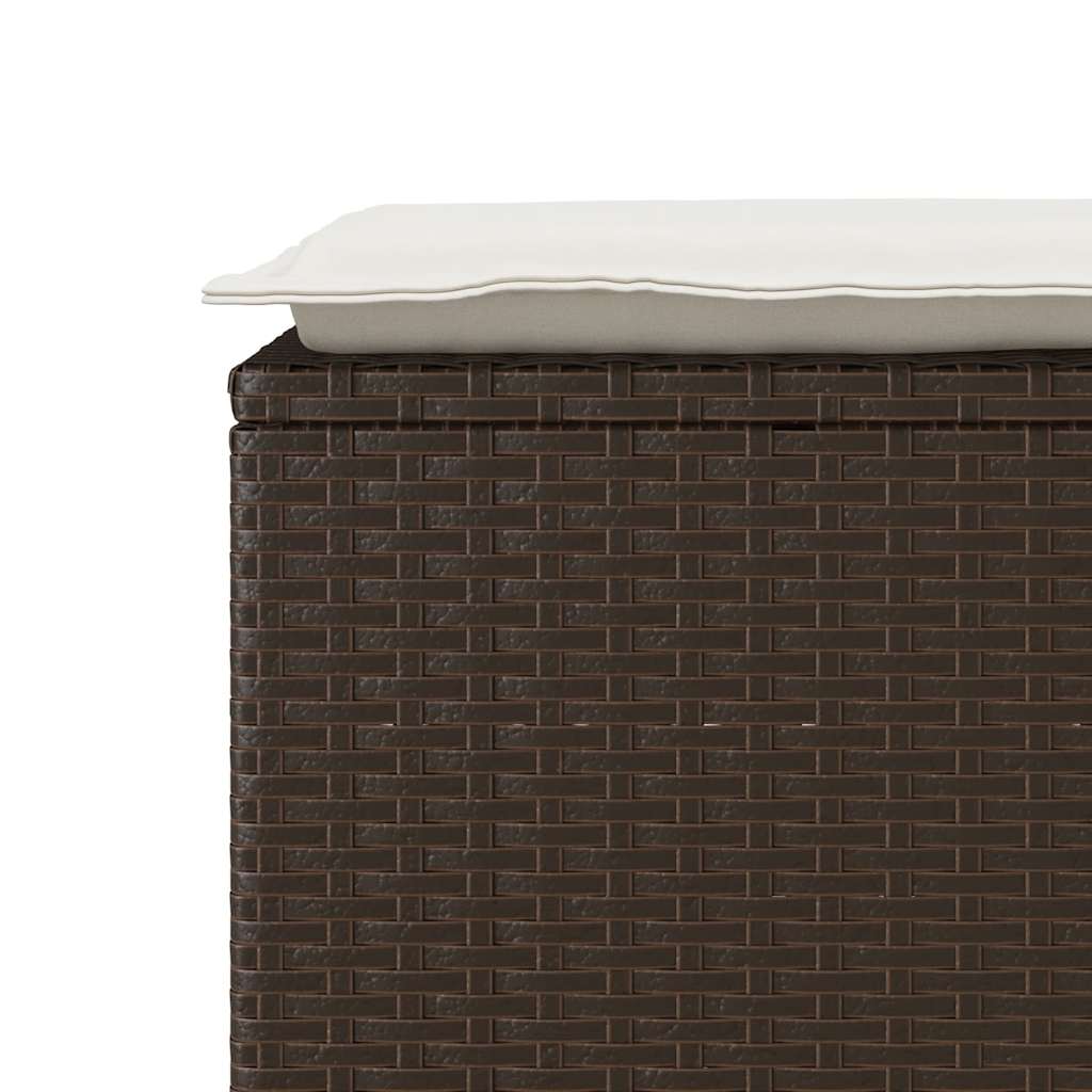 vidaXL Πάγκος κήπου με μαξιλάρι καφέ 110x40x44 cm Poly Rattan