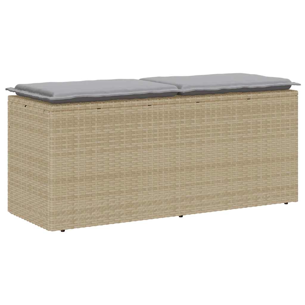 vidaXL Πάγκος κήπου με μαξιλάρι Μπεζ 110x40x44 cm Πολυ μπαστούνι