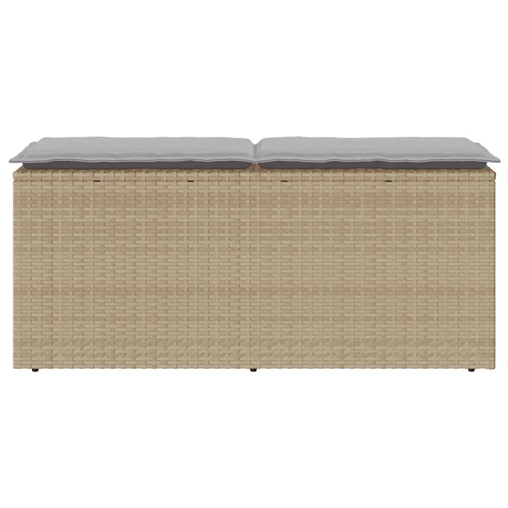 vidaXL Πάγκος κήπου με μαξιλάρι Μπεζ 110x40x44 cm Πολυ μπαστούνι