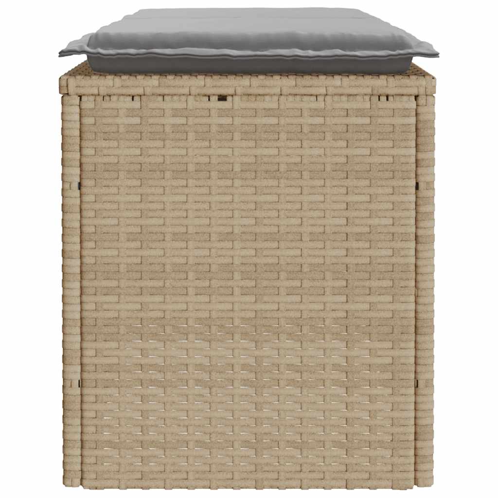 vidaXL Πάγκος κήπου με μαξιλάρι Μπεζ 110x40x44 cm Πολυ μπαστούνι