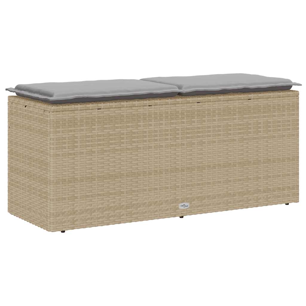 vidaXL Πάγκος κήπου με μαξιλάρι Μπεζ 110x40x44 cm Πολυ μπαστούνι