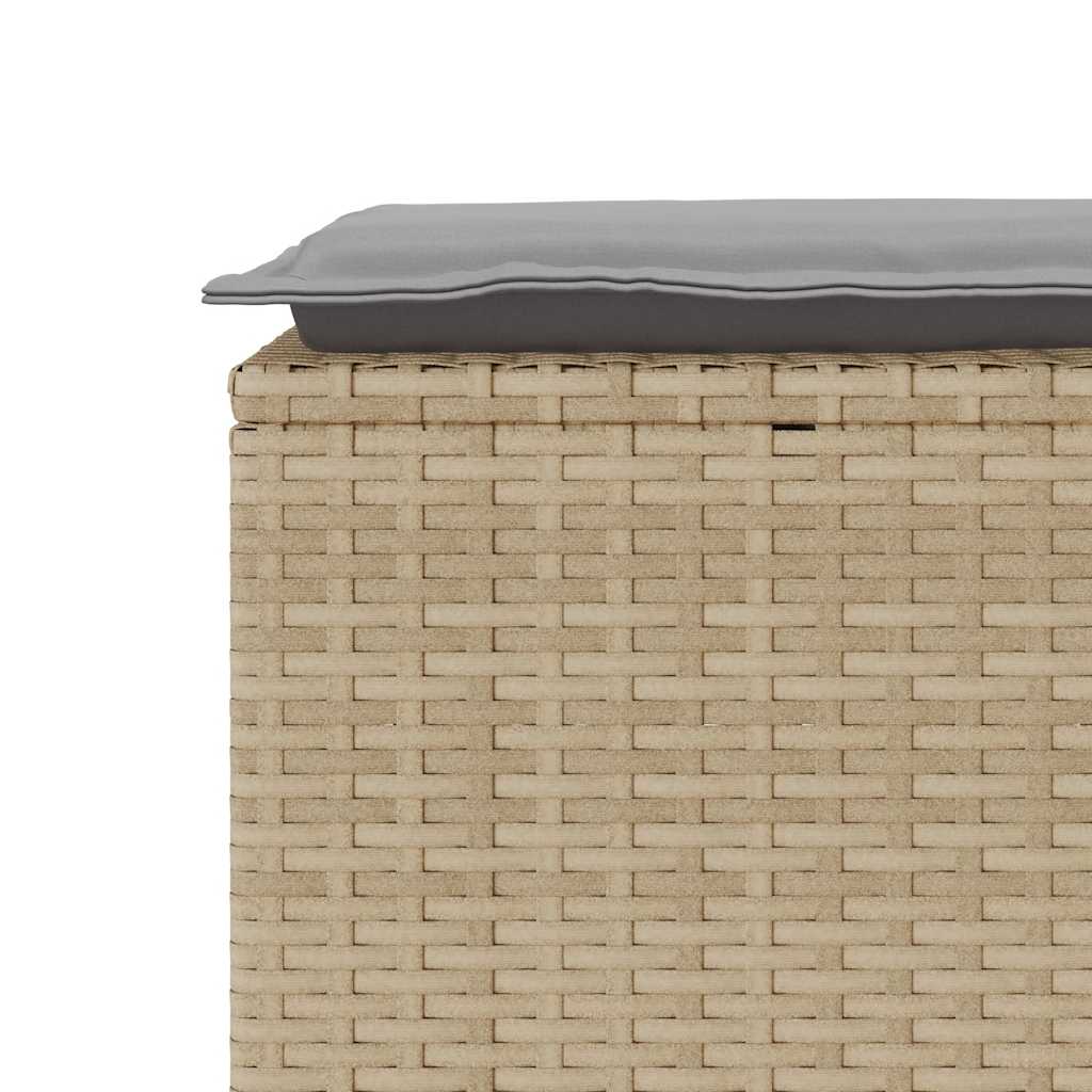 vidaXL Πάγκος κήπου με μαξιλάρι Μπεζ 110x40x44 cm Πολυ μπαστούνι
