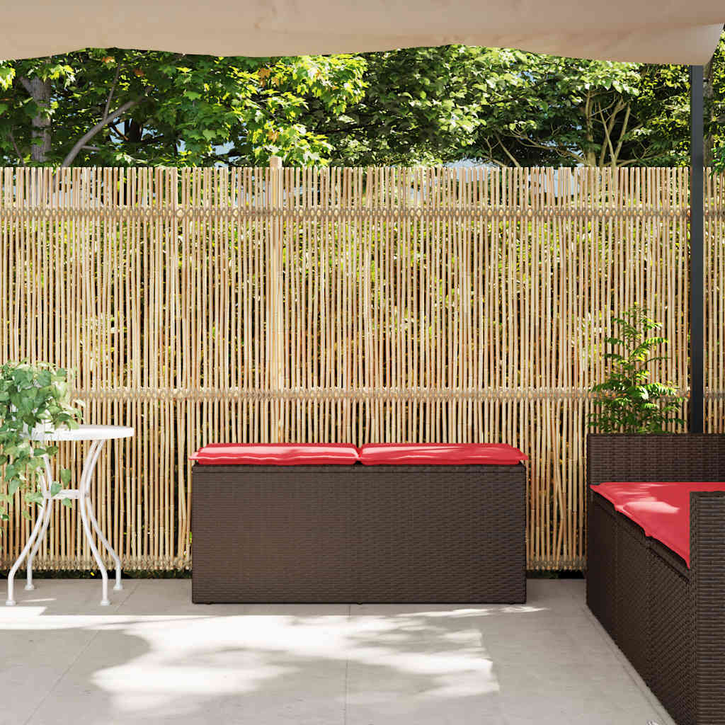 vidaXL Πάγκος κήπου με μαξιλάρι καφέ 110x40x44 cm Poly Rattan