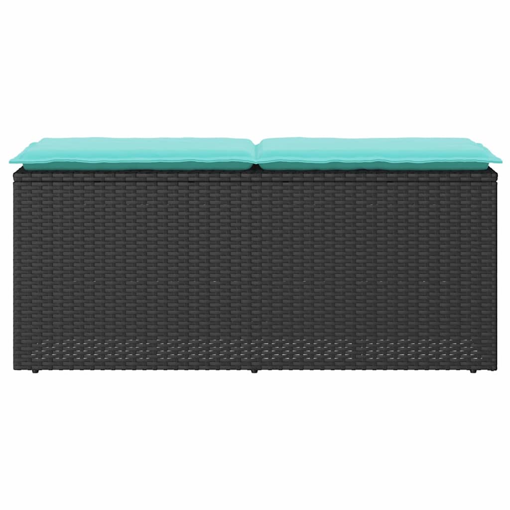 vidaXL Πάγκος κήπου με μαξιλάρι Μαύρο 110x40x44 cm Poly Rattan