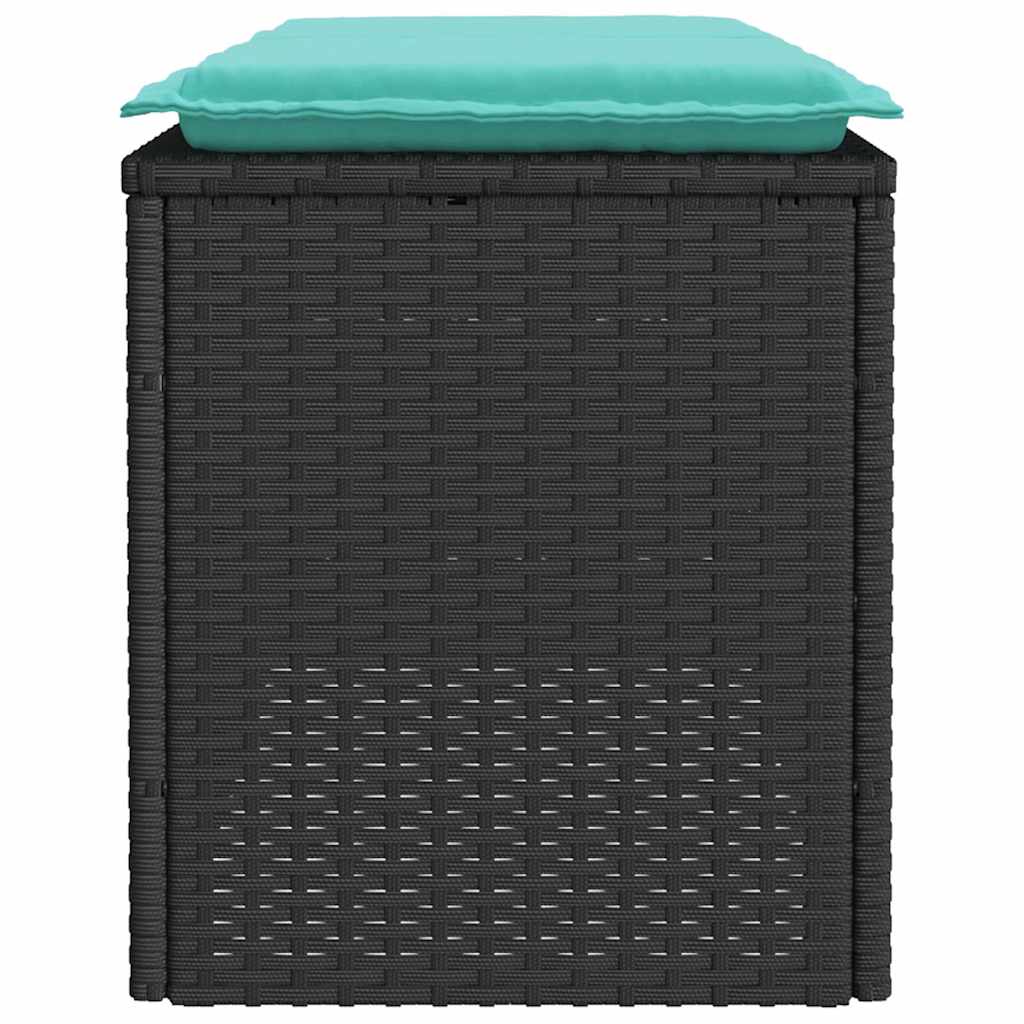 vidaXL Πάγκος κήπου με μαξιλάρι Μαύρο 110x40x44 cm Poly Rattan