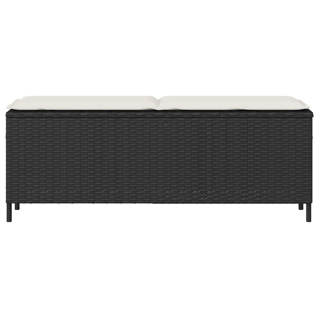 vidaXL Πάγκος κήπου με μαξιλάρι Μαύρο 110x30x40,5 cm Poly Rattan