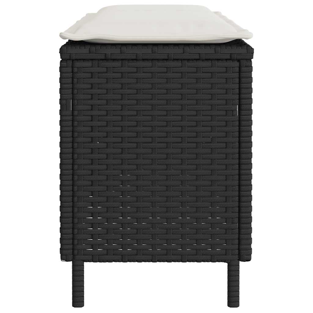 vidaXL Πάγκος κήπου με μαξιλάρι Μαύρο 110x30x40,5 cm Poly Rattan