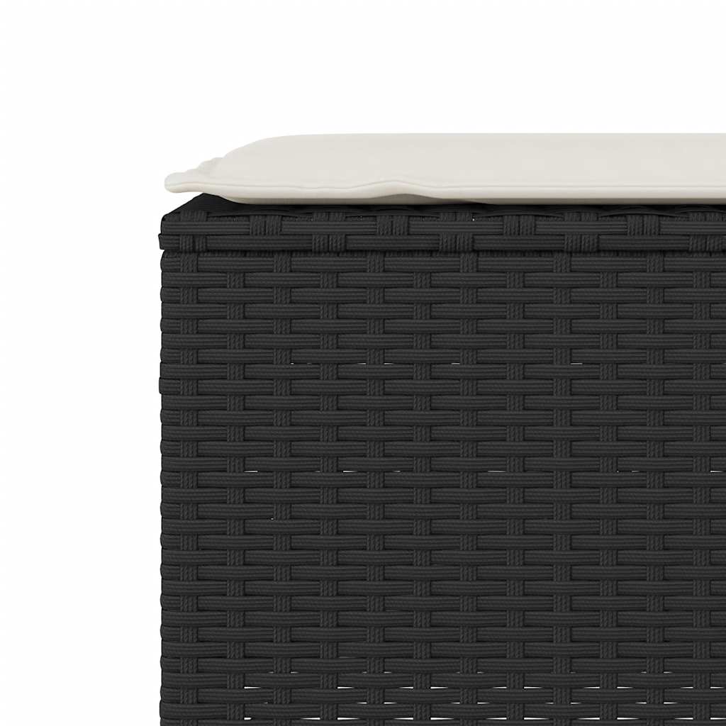 vidaXL Πάγκος κήπου με μαξιλάρι Μαύρο 110x30x40,5 cm Poly Rattan