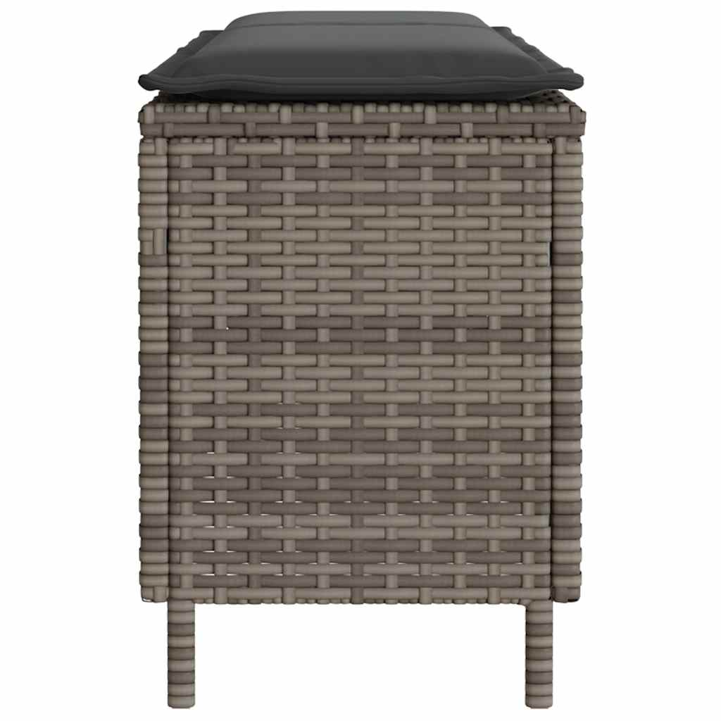 vidaXL Πάγκος κήπου με μαξιλάρι γκρι 110x30x40,5 cm Poly Rattan