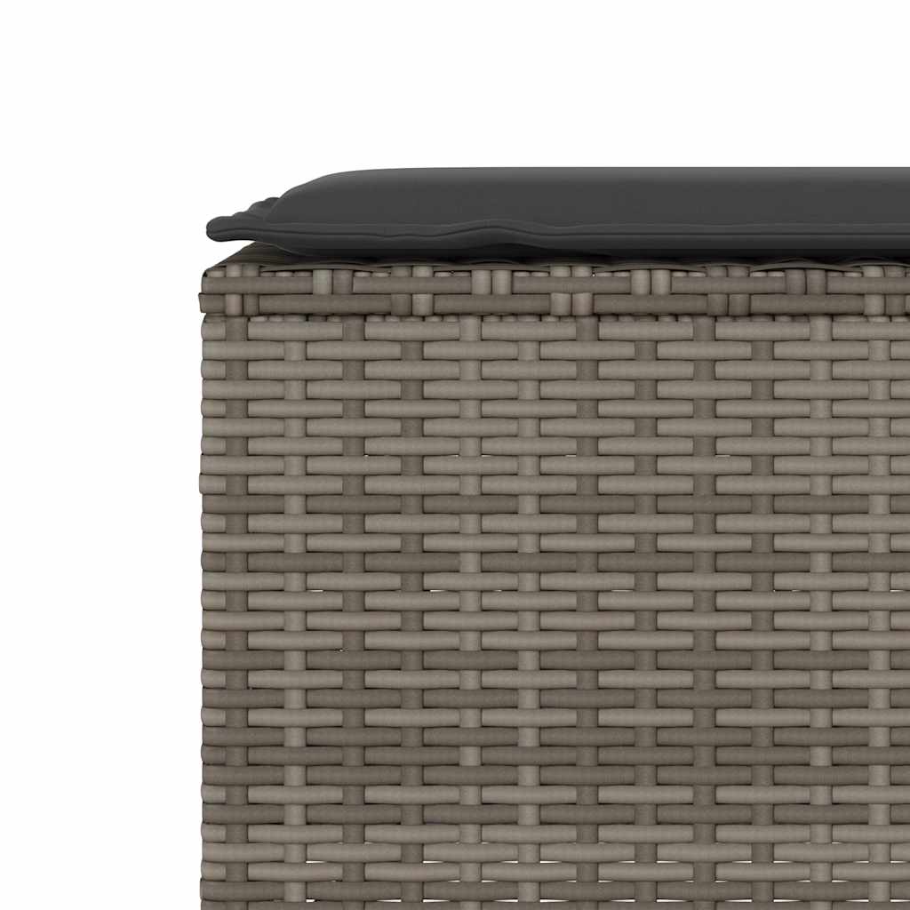 vidaXL Πάγκος κήπου με μαξιλάρι γκρι 110x30x40,5 cm Poly Rattan