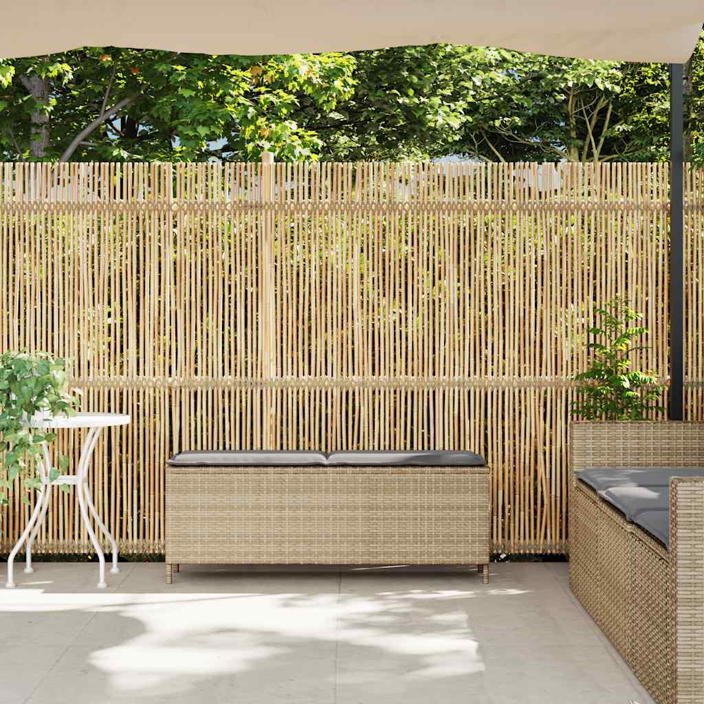 vidaXL Παγκάκι Κήπου με Μαξιλάρι Μπεζ 110x30x40,5 εκ. από Συνθετικό Ρατάν