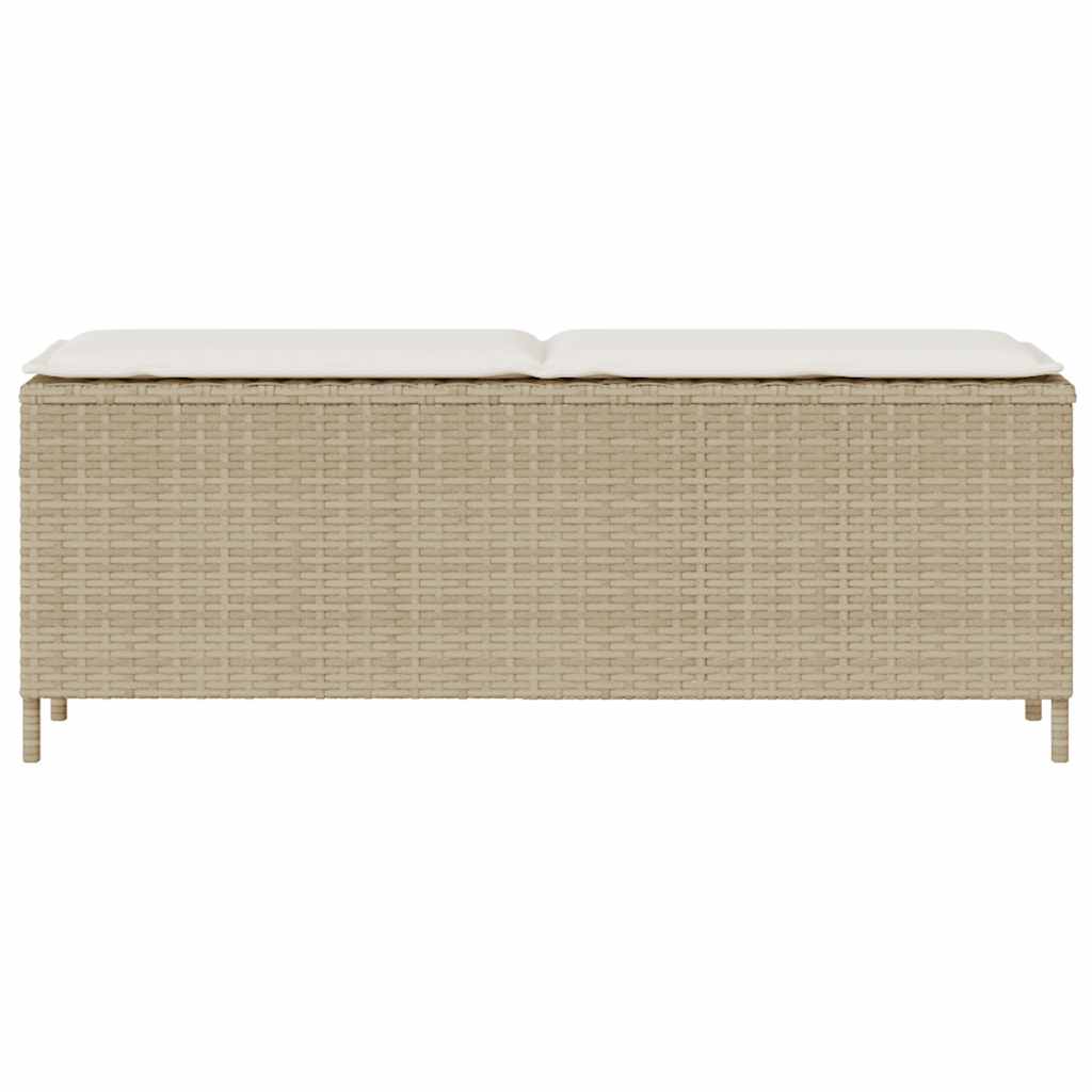 vidaXL Παγκάκι Κήπου με Μαξιλάρι Μπεζ 110x30x40,5 εκ. από Συνθετικό Ρατάν