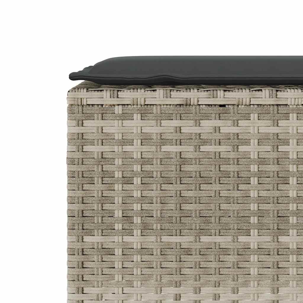 vidaXL Παγκάκι Κήπου με Μαξιλάρι Ανοιχτό Γκρι 110x30x40,5 εκ. από Συνθετικό Ρατάν