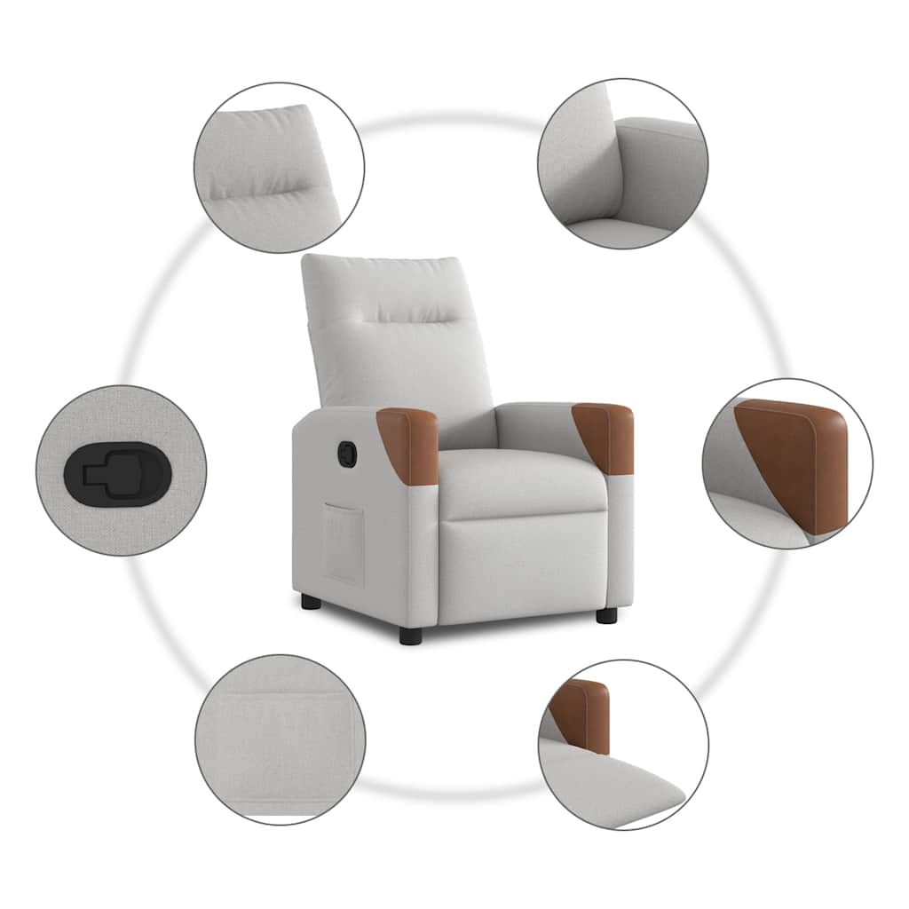 vidaXL Ανακλινόμενη καρέκλα Γκρι σύννεφο Ύφασμα