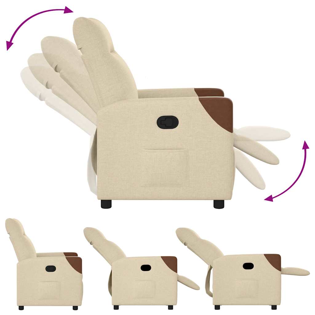 vidaXL Πολυθρόνα Ανακλινόμενη Κρεμ Υφασμάτινη