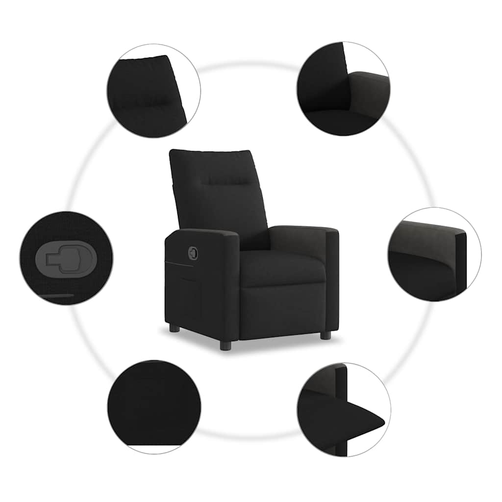 vidaXL Πολυθρόνα Ανακλινόμενη Μαύρη Υφασμάτινη