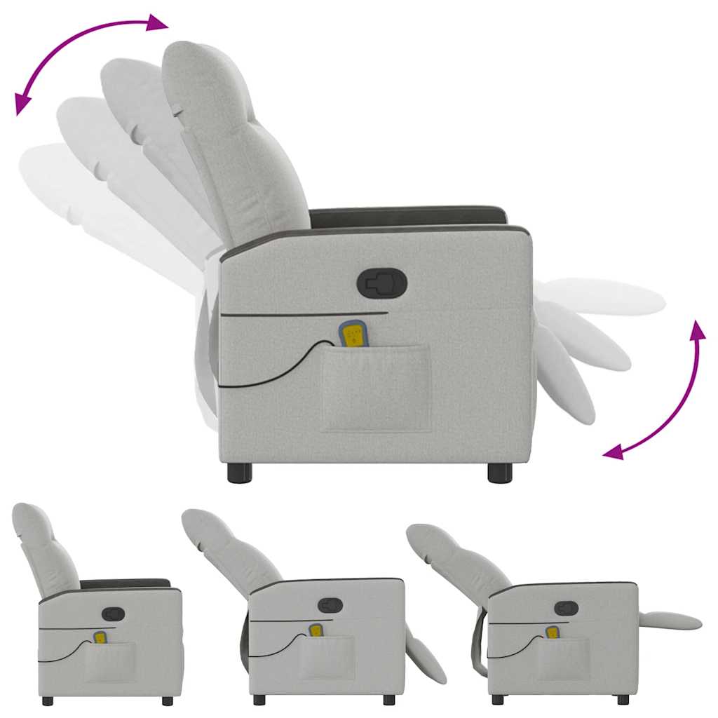 vidaXL καρέκλα ανάκλισης μασάζ Cloud Grey Fabric