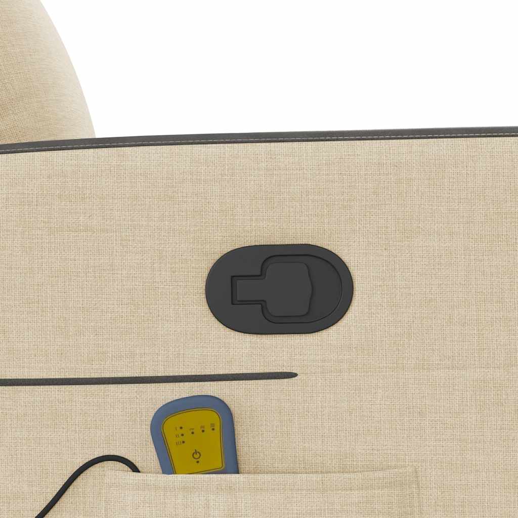 vidaXL Πολυθρόνα Μασάζ Ανακλινόμενη Κρεμ Υφασμάτινη