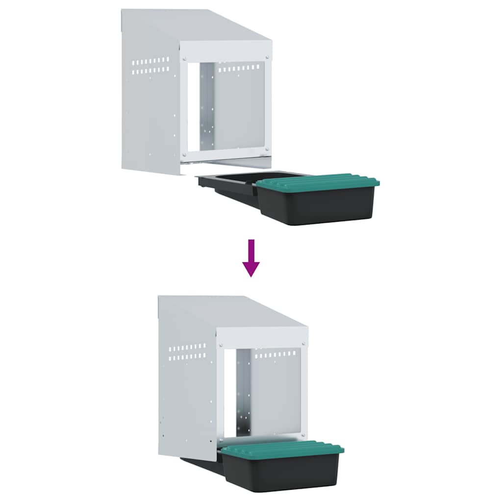 vidaXL Κουτί Φωλιάς Κοτόπουλων με 1 Θήκη, Επιτοίχιο, από Γαλβανισμένο Ατσάλι