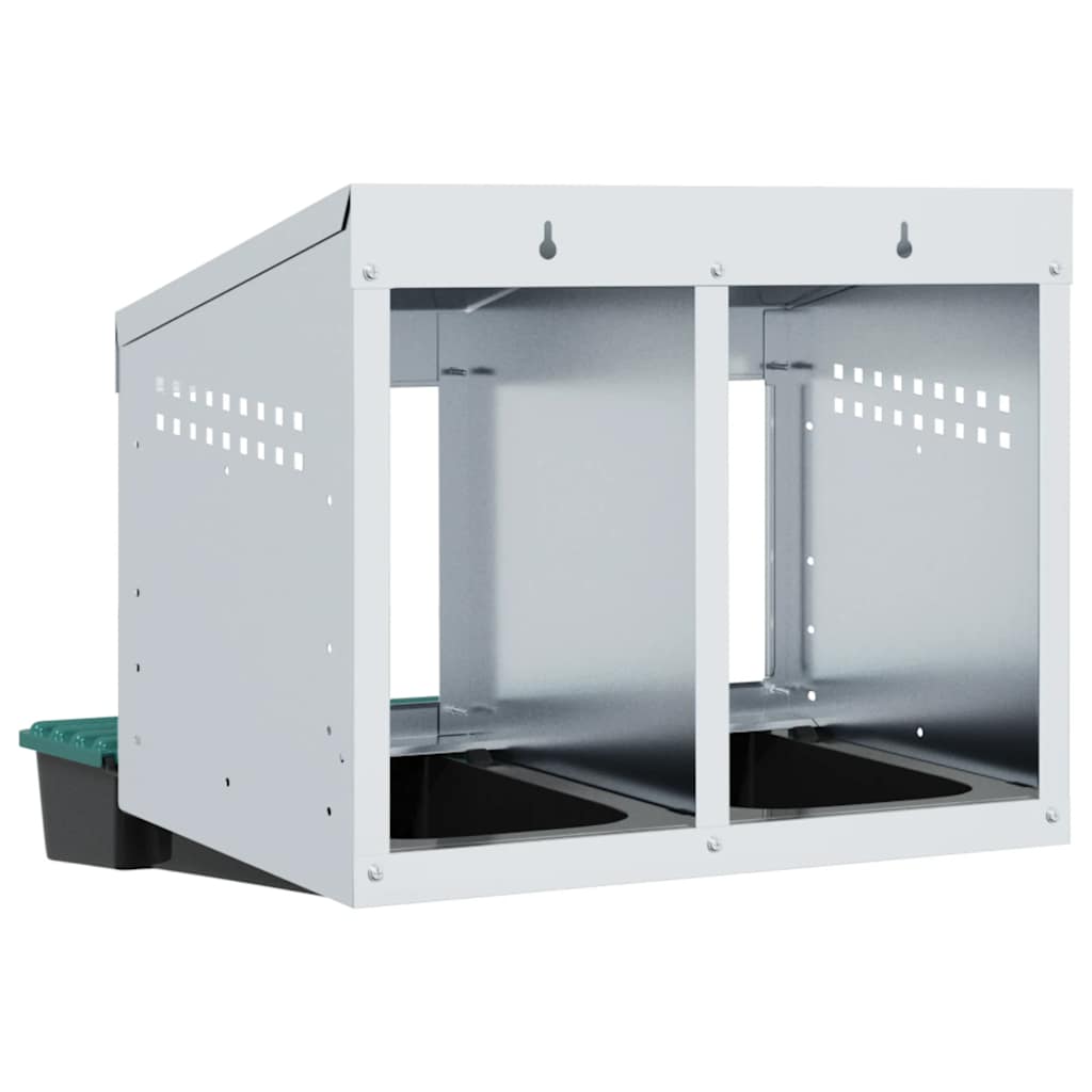 vidaXL Κουτί Φωλιάς Κοτόπουλων με 2 Θέσεις, Επιτοίχιο από Γαλβανισμένο Ατσάλι