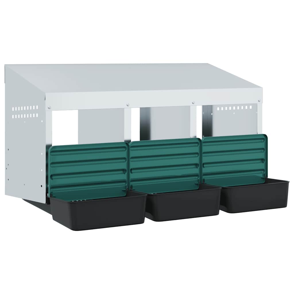 vidaXL Κουτί Φωλιάς Κοτόπουλων με 3 Θέσεις, Επιτοίχιο από Γαλβανισμένο Ατσάλι