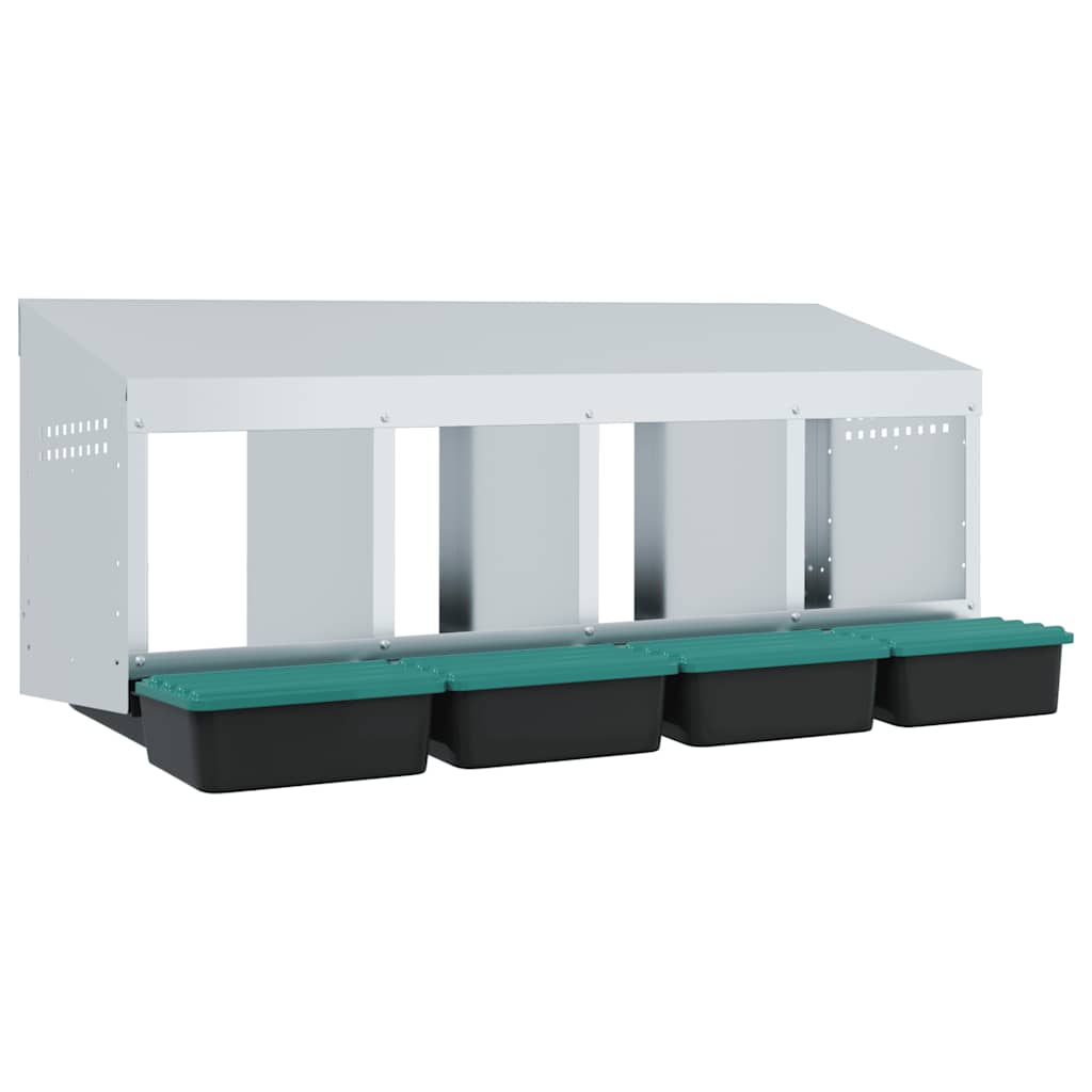 vidaXL Κουτί Φωλιάς Κοτόπουλων με 4 Θέσεις, Επιτοίχιο από Γαλβανισμένο Ατσάλι